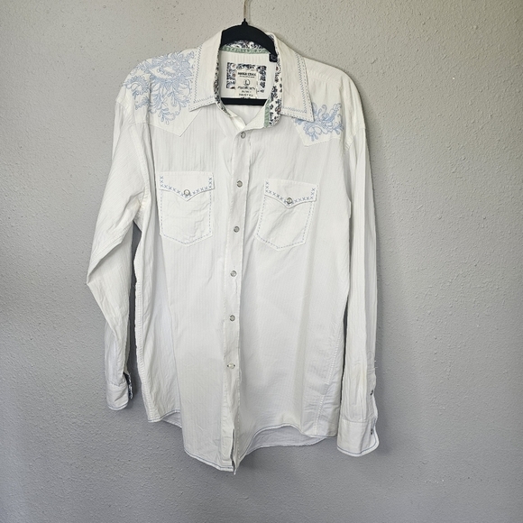 Rough Stock Panhandle Slim Western Embroidered Womens L Long Sleeve  Pearl *FLAW - Picture 1 of 16
